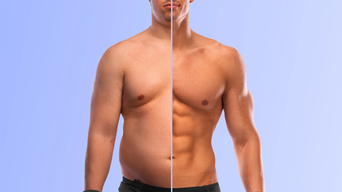 عکس قبل و بعد از مرد چاقی که بدنسازی انجام داده