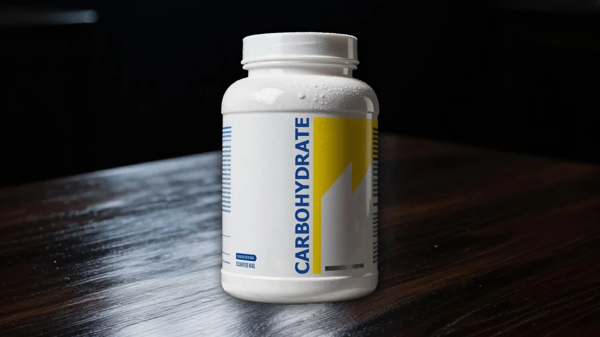 قوطی مکمل کربوهیدرات که روی یک میز چوبی براق قرار گرفته است