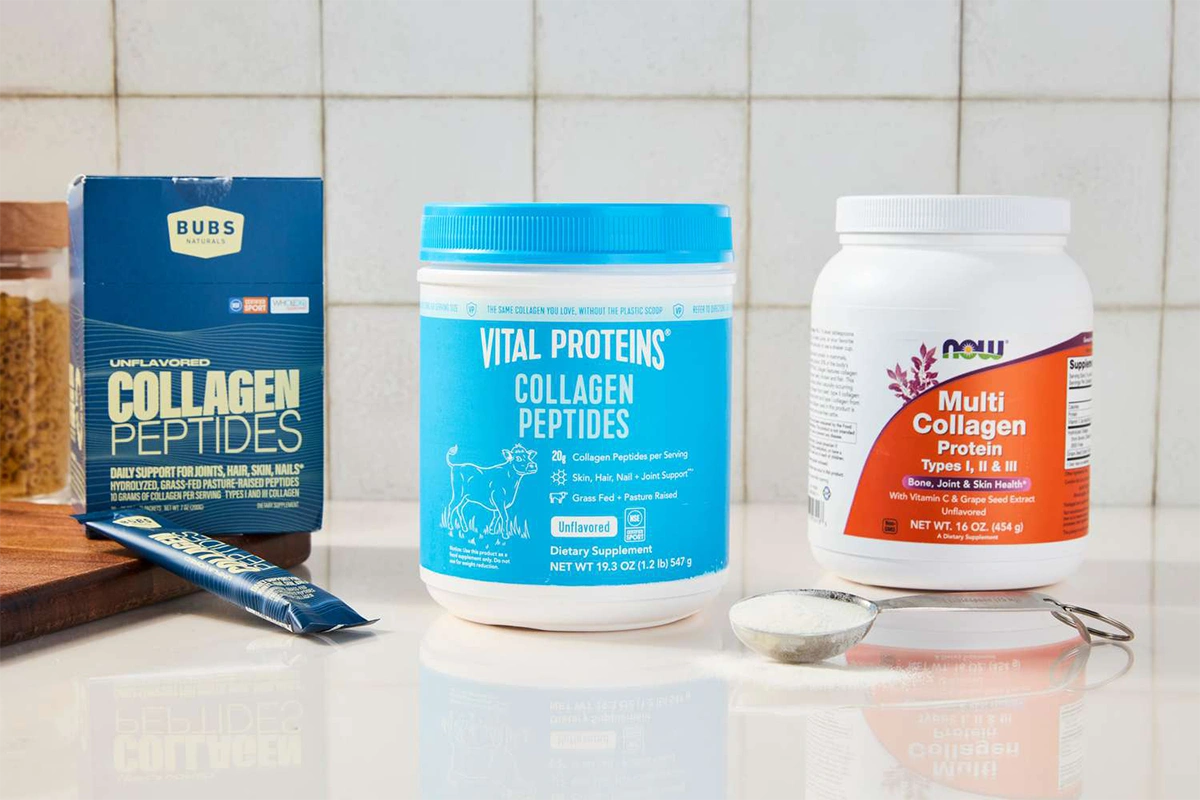 چند قوطی مکمل کلاژن به رنگ های مختلف و از برندها مختلف